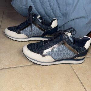 Michael Kors Navy and White Sneakers